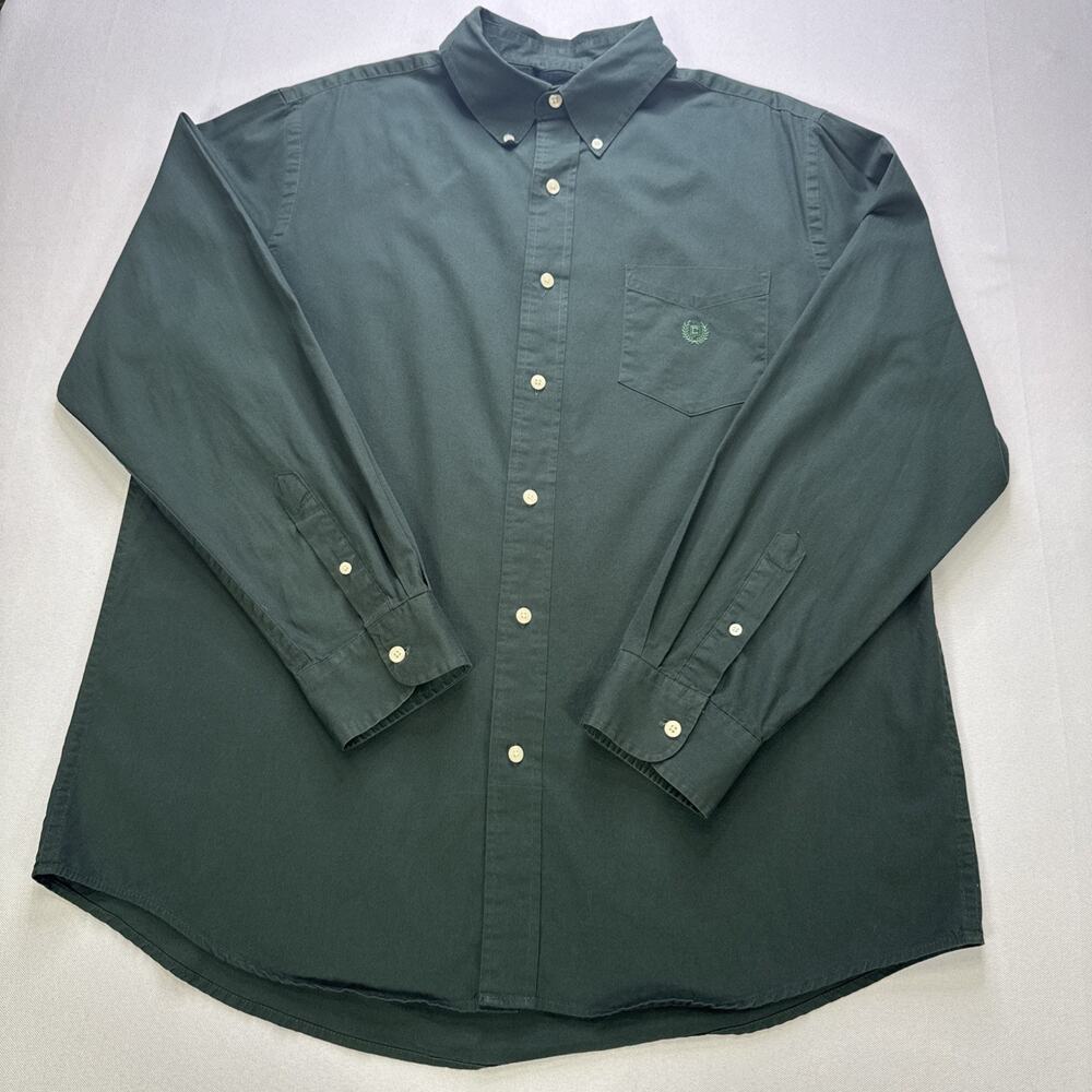 Chaps Men’s Size L Dark Green Cotton Button Down Shirt Preppy Ivy Old Money